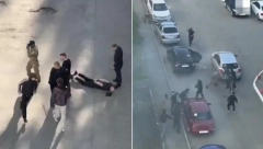 BRUTALNA TUČA U RUSIJI Ljudi u crnom zapucali na grupu u maskirnim uniformama, umešan i Vagner, pucali, gazili se kolima! (VIDEO)