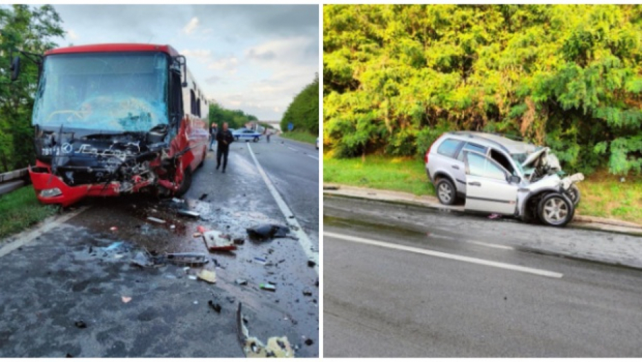PRVE STRAVIČNE SLIKE NESREĆE KOD MLADENOVCA Ima poginulih u direktnom sudaru autobusa i automobila (FOTO)