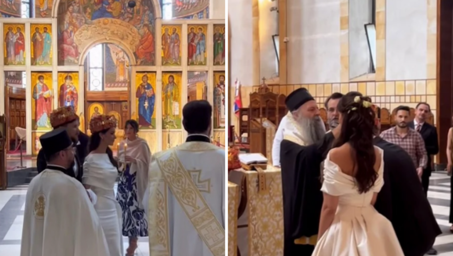 PRVE FOTKE INTIMNOG VENČANJA DRAGANE KOSJERINE! Voditeljka izgleda kao boginja, blagoslovio ih Patrijarh Porfirije