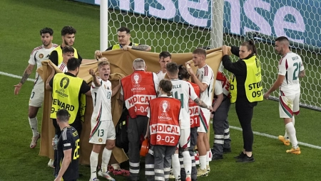 DRAMATIČNE SCENE U NEMAČKOJ Reprezentativac Mađarske se srušio na teren, svi su se uhvatili za glavu - redari ga odmah zaštitili od kamere (UZNEMIRUJUĆ VIDEO)