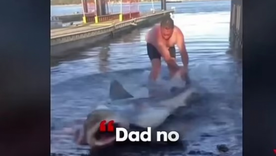 "NEMOJ, TATA"! OTAC DVOJE DECE UHVATIO AJKULU GOLIM RUKAMA! To je bio jedini način da se spase život (VIDEO)