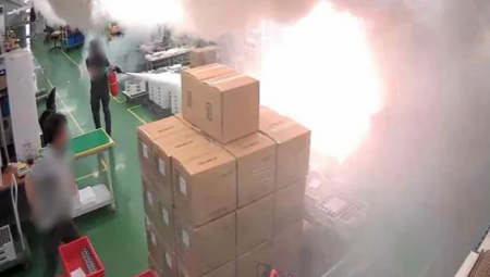 EKSPLOZIJA BATERIJA U MAGACINU!  Ovo je momenat užasa kada su 23 radnika poginula u požaru (VIDEO)