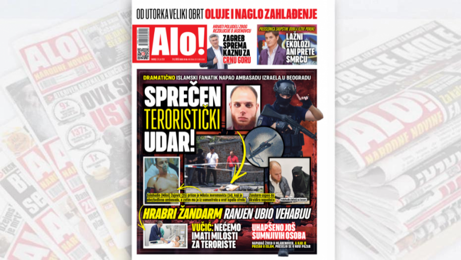 ISLAMSKI FANATIK NAPAO AMBASADU IZRAELA U BEOGRADU Hrabri žandarm ranjen ubio vehabiju
