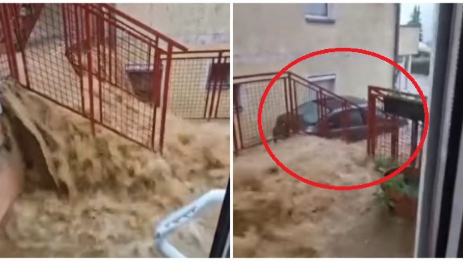 JEL' VIDITE AUTO NA SNIMKU? E PA, ODEEEE... Bujica pravi haos, ljudi se sprdaju: Iznad je groblje, samo da ne krenu... (VIDEO)