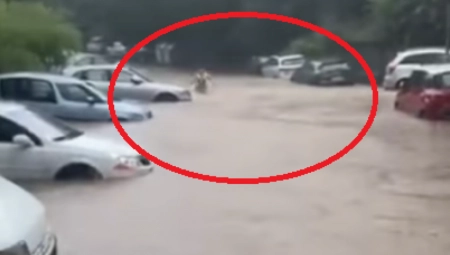 "TRČI, ŽENA SE DAVI" Dramatični snimak sa Petlovog brda, Beograđanka se bori za život u bujici (VIDEO)