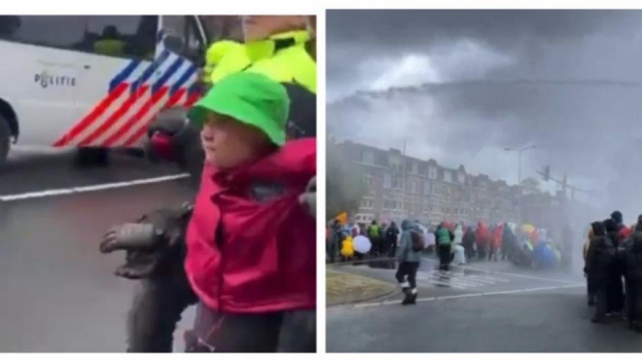 DOZLOGRDILO IM! Holandska policija u Hagu vodenim topovima izmlatila Gretu Tunberg i lažne ekologe! ODVELI IH U ĆORKU