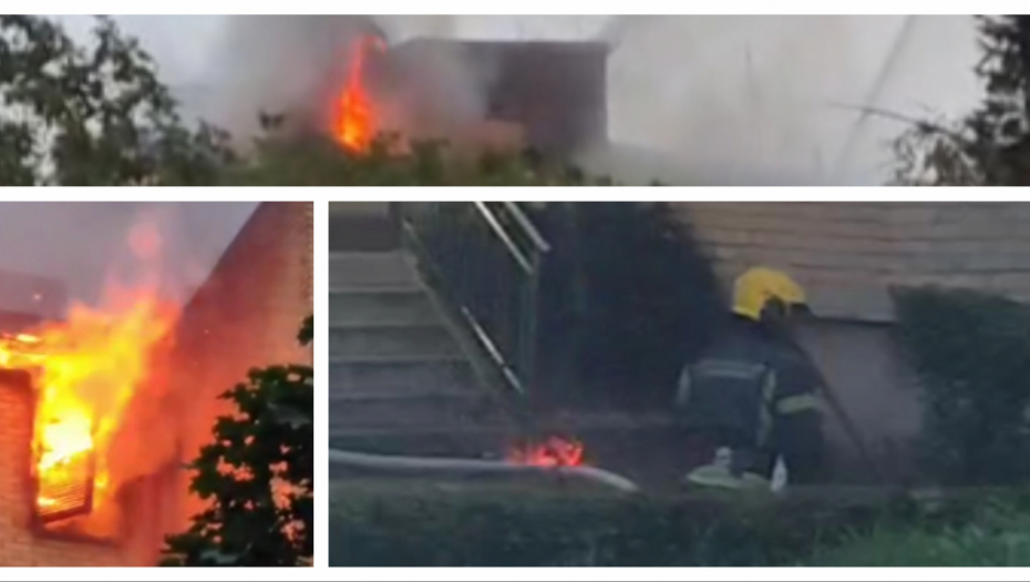 DRAMATIČNA SCENA NA KANAREVOM BRDU I DALJE TRAJE! Vatrogasci gase požar u zgradi, jedna osoba je evakuisana (VIDEO)