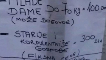 ZA GOSPOĐE 300, ZA MLAĐE DAME 70 Urnebesan oglas iz Vrbasa koji je razveselio sve žene