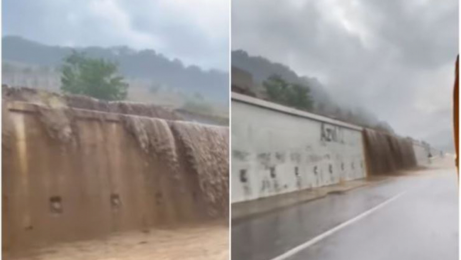 NASTAO VODOPAD ZBOG PADAVINA, VODA SE SRUČILA NA AUTO-PUT: Zbog nevremena zatvoren tunel kod Grdelice (VIDEO)