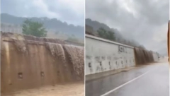 NASTAO VODOPAD ZBOG PADAVINA, VODA SE SRUČILA NA AUTO-PUT: Zbog nevremena zatvoren tunel kod Grdelice (VIDEO)