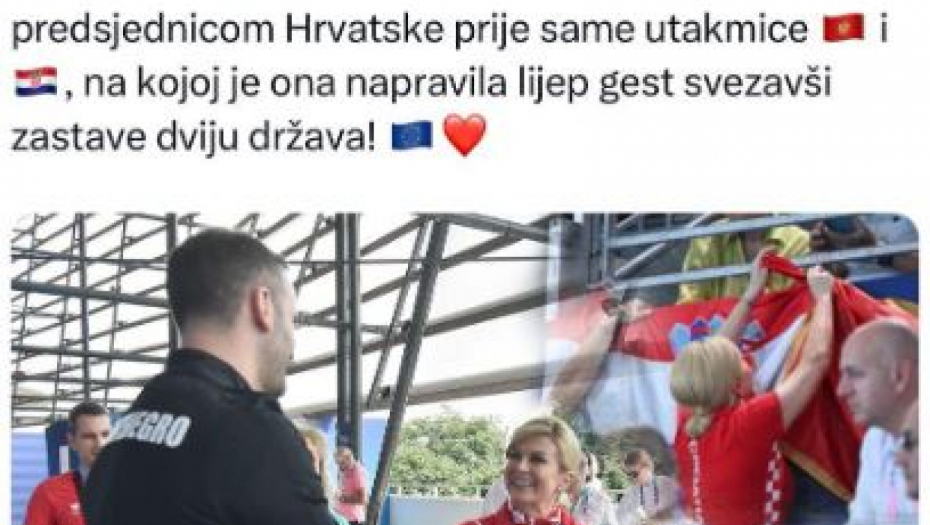MILOJKU SRCE PUNO Kolinda vezala zastave Hrvatske i Crne Gore u Parizu