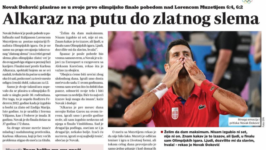 REDAKCIJA ŠOLAKOVOG "DANASA" U SUZAMA Pobeda Đokovića i osvojeno zlato za Srbiju im pomrsili konce!