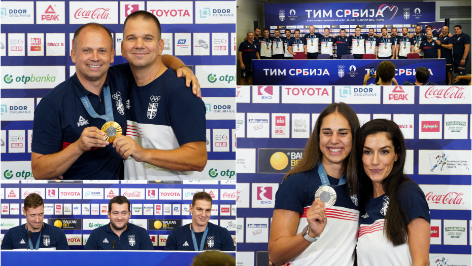 SRPSKI OLIMPIJCI SE VRATILI U BEOGRAD Gromoglasna podrška za naše sportiste - vaterpolisti, Perišić i Mikec u centru pažnje