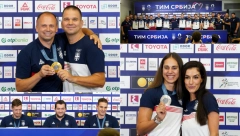 SRPSKI OLIMPIJCI SE VRATILI U BEOGRAD Gromoglasna podrška za naše sportiste - vaterpolisti, Perišić i Mikec u centru pažnje