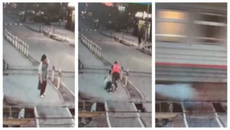 SNIMAK LEDI KRV U ŽILAMA Žena stajala na pruzi dok je išao voz, a onda je naišla BAŠ ONA (VIDEO)