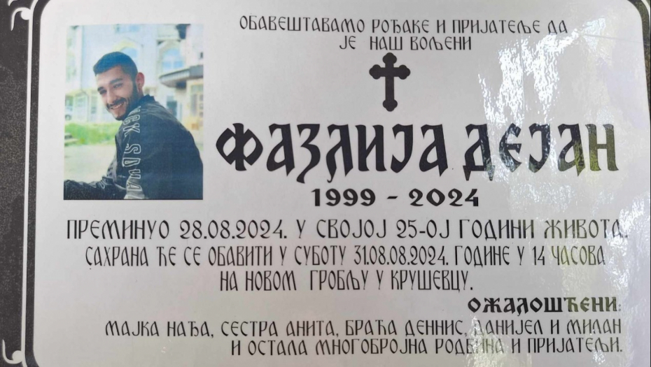 POZNAT DAN SAHRANE DEJANA KOG JE UBIO OTAC Prijatelji se od nastradaolog potresnim rečima opraštaju