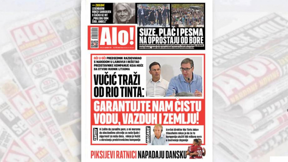 VUČIĆ ZAHTEVA OD RIO TINTA: Garantujte nam čistu vodu, vazduh i zemlju!