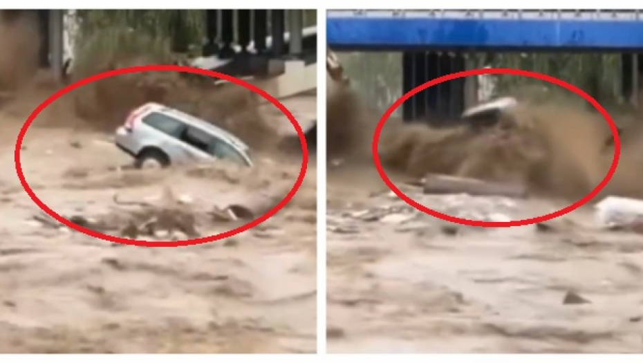 BUJICA NOSILA AUTO PA GA ZAKUCALA U MOST Kataklizmična scena, priroda pokazala svoju MRAČNU STRANU (VIDEO)