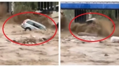 BUJICA NOSILA AUTO PA GA ZAKUCALA U MOST Kataklizmična scena, priroda pokazala svoju MRAČNU STRANU (VIDEO)