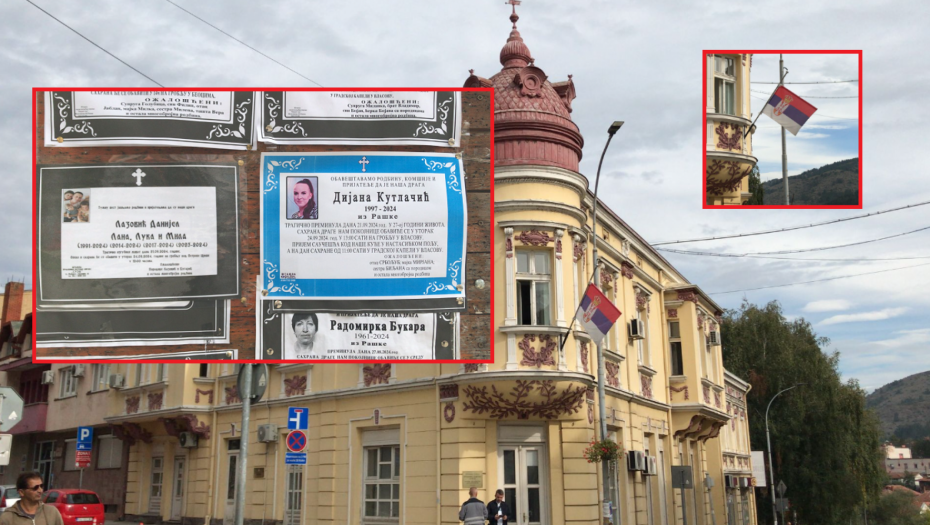 NAJTUŽNIJI DAN U RAŠKOJ Prolaznici u suzama gledaju umrlice tri mala anđela,, ZASTAVE SU NA POLA KOPLJA (FOTO)