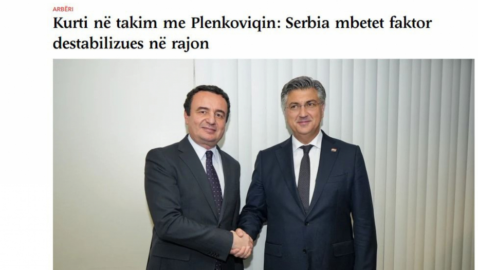 ALBANSKO-HRVATSKA KAMPANJA PROTIV SRBIJE I VUČIĆA! Naša zemlja glavna tema sastanka Kurtija i Plenkovića (FOTO)