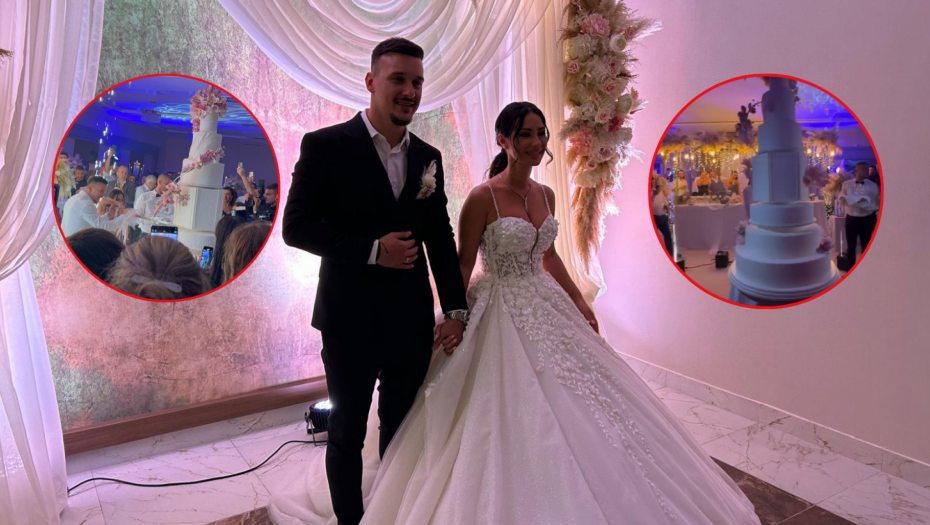TORTA SKORO DO PLAFONA, MLADA OBUKLA MINIĆ! Zavirite na gala svadbu naše pevačice, isplivao snimak sa venčanja