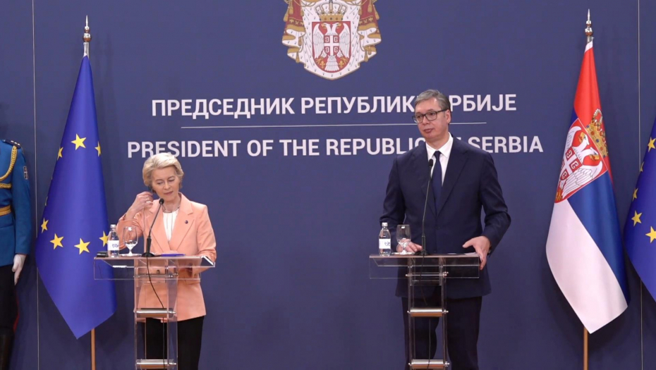 PREDSEDNIK VUČIĆ PRIREDIO VEČERU ZA URSULU Prisustvuju dve delegacije, nastavljeni današnji razgovori