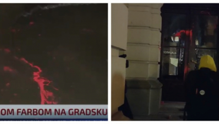 FEKALIJAMA ZASULI GRADSKU KUĆU Sramne scene na protestu u Novom Sadu (VIDEO)
