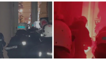 DEMONSTRANTI U NOVOM SADU POKUŠAVAJU POLICAJCE DA ŽIVE ZAPALE Stravični snimci požara u Gradskoj kući (VIDEO)