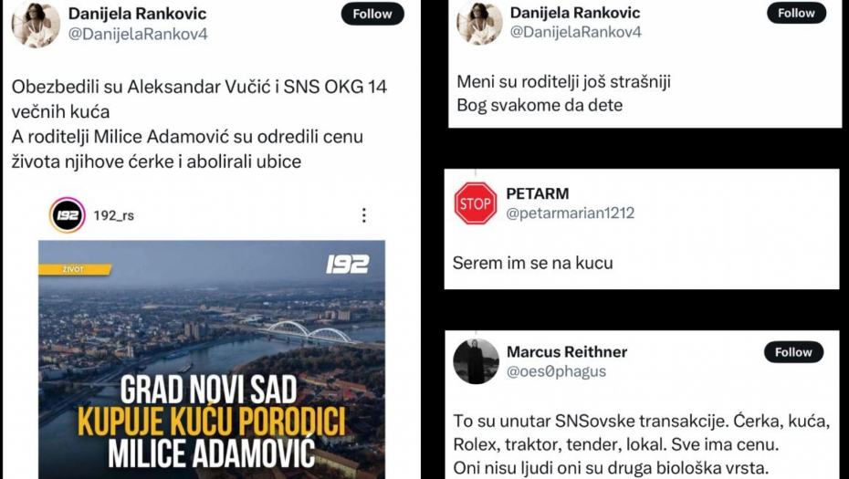 MONSTRUOZNO! “Se*em im se na kuću”: Botovi opozicije napali roditelje devojčice stradale u Novom Sadu