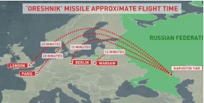 MAPA TREĆEG SVETSKOG RATA! Evo koliko brzo mogu stići Putinove rakete do evropskih prestonica!