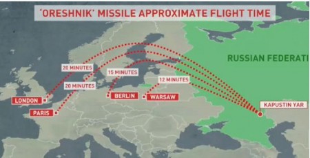 MAPA TREĆEG SVETSKOG RATA! Evo koliko brzo mogu stići Putinove rakete do evropskih prestonica!