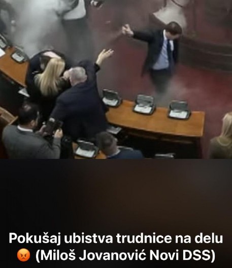 POKUŠAJ UBISTVA U SKUPŠTINI SRBIJE Miloš Jovanović prska suzavac u lice trudnici Sonji Ilić u osmom mesecu trudnoće!