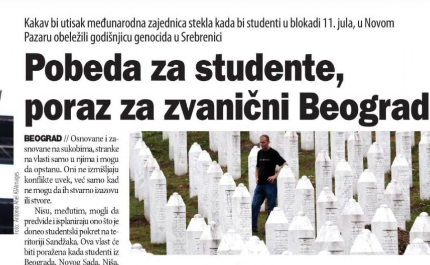 BLOKADERSKE NOVINE PORUČUJU "Naše zajedničko obeležavanje genocida koji su počinili Srbi biće pobeda blokadera, i poraz Srbije!"