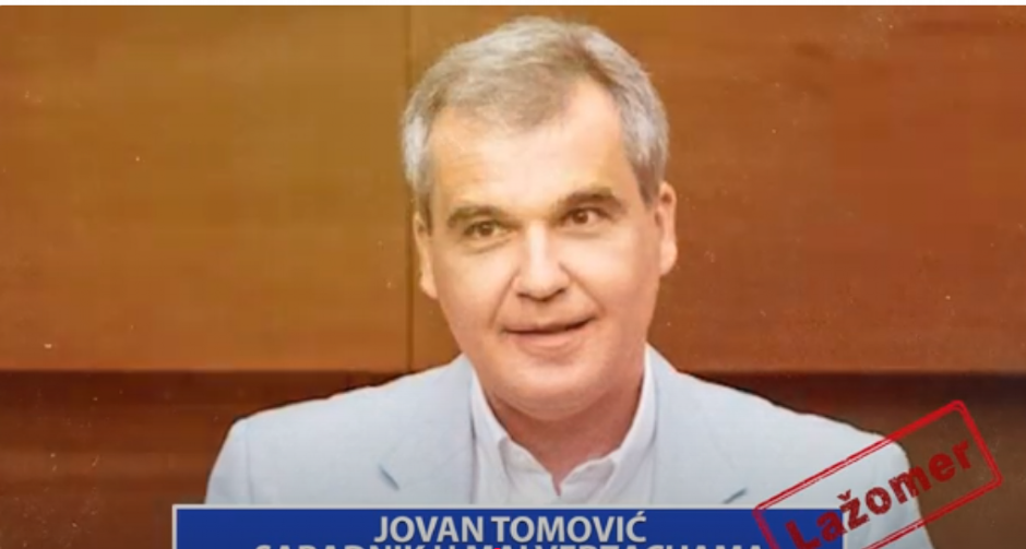 JOVAN TOMOVIĆ - SARADNIK U MALVERZACIJAMA