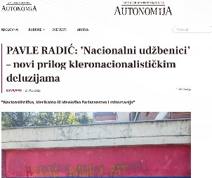 SEPARATISTIČKI PORTAL GRUHONJIĆA PORUČUJE "Nećete u našoj Vojvodini objavljivati srpske nacionalne udžbenike!"