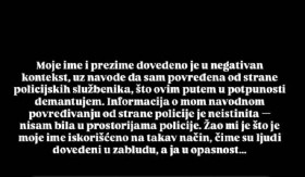 "NISAM BILA U STANICI, POLICIJA ME NIJE POVREDILA!" Oglasila se studentkinja za koju su tvrdili da je policija pretukla! Sve je bila laž!