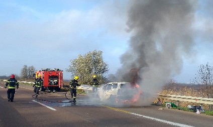 PLANUO AUTOMOBIL U NOVOM SADU Vatrogasci gase vozilo-buktinju