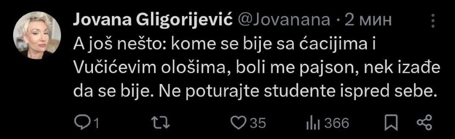 I velika opozicionarka Vremena priznala da neko hoće da se bije sa studentima koji hoće da uče!