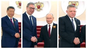 VUČIĆ RAME UZ RAME SA SIJEM, PUTINOM, FICOM Slobodarski lideri na okupu u Moskvi (FOTO)