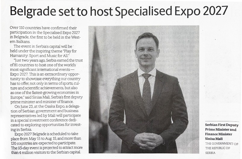 BEOGRAD U FOKUSU Srbija i EXPO 2027 privlače pažnju velikih japanskih medija