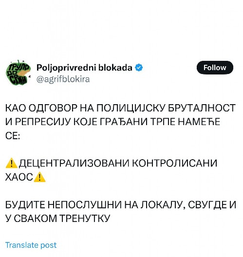 BLOKADERI SA POLJOPRIVREDNOG FAKULTETA SRAMNO PORUČILI: Pozivamo na haos u celoj Srbiji! (FOTO)