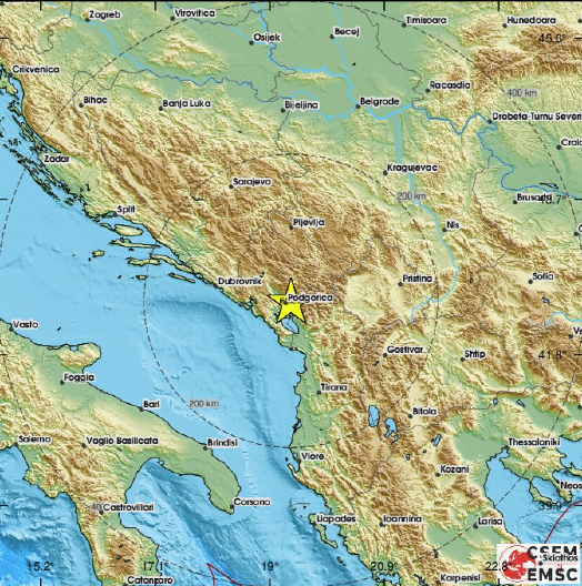 ZALJULJALA SE CRNA GORA! Zemljotres jutros registrovan kod Podgorice