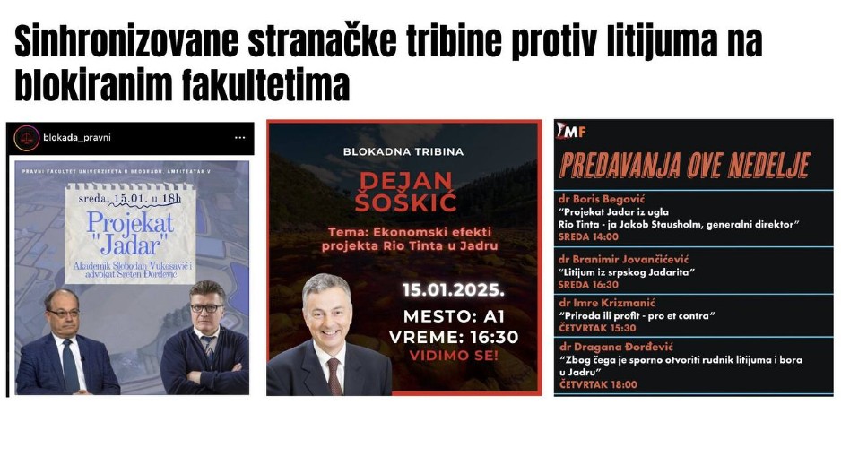 NA BLOKIRANIM FAKULTETIMA TRIBINE DRŽE OPOZICIONI FUNKCIONERI (FOTO)