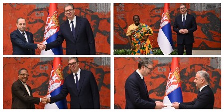 VUČIĆ PRIMIO AKREDITIVNA PISMA AMBASADORA LIBANA, KUBE, GANE I BUGARSKE "Da gradimo još čvršće odnose" (FOTO)