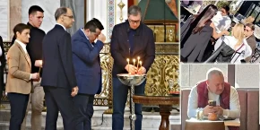 DVA LICA SRBIJE Vučić u Hramu odao počast stradalima, blokaderi u Novom Sadu ko da su bili na pikniku!