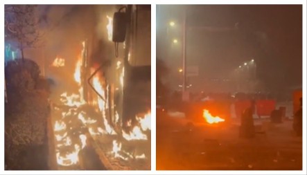 ZGRADA U PLAMENU, VIDE SE SOLUETE... Čuju se i pucnji, jezivi snimci nereda u Iranu