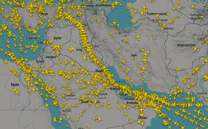 EVO ŠTA SE TRENUTNO DEŠAVA IZNAD IRANA Vazdušni prostor bio zatvoren satima, letovi otkazivani i preusmeravani (FOTO)