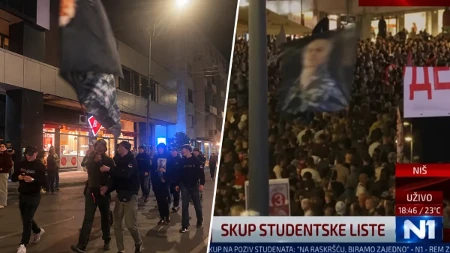 Blokaderi u Nišu nasrnuli na mladiće sa zastavom Ratka Mladića: Funkcioner Studentske liste lično je sklanjao