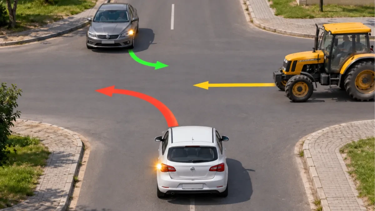90% vozača pada na ovom pitanju! Traktor i dva automobila na raskrsnici, ko ima prvenstvo prolaza?